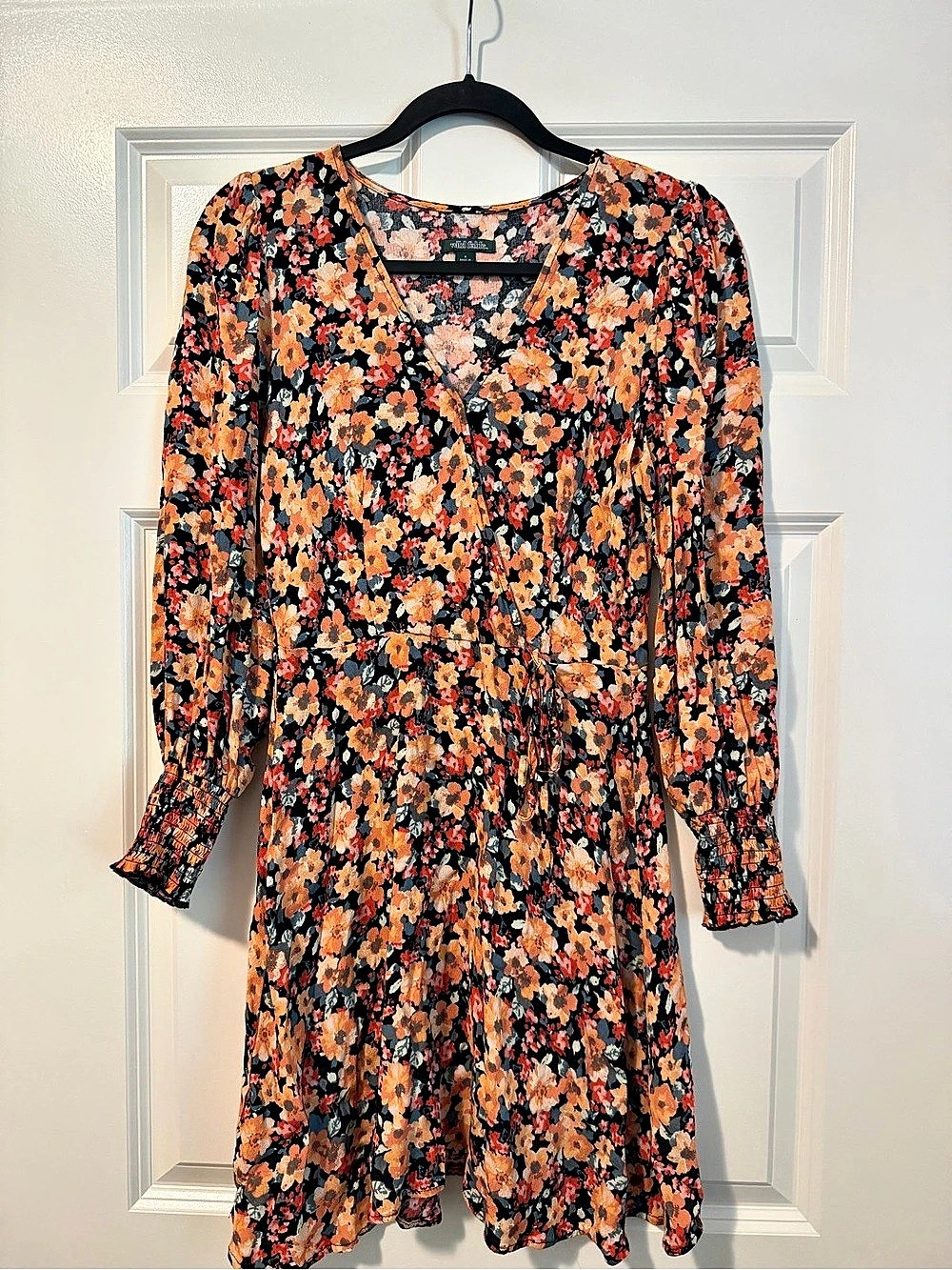 Wild Fable Long Sleeve Dress Black & Orange